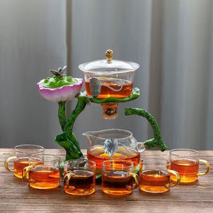 Creative GlassTea Set Automatic Teapot Tea Heat-resistant Kungfu Tea Drinking Lotus Incense Burner Tea Make acacuss