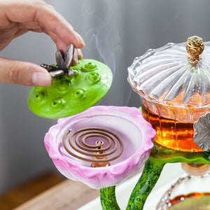 Creative GlassTea Set Automatic Teapot Tea Heat-resistant Kungfu Tea Drinking Lotus Incense Burner Tea Make acacuss