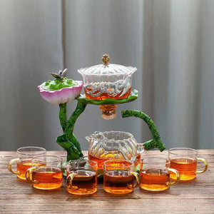 Creative GlassTea Set Automatic Teapot Tea Heat-resistant Kungfu Tea Drinking Lotus Incense Burner Tea Make acacuss