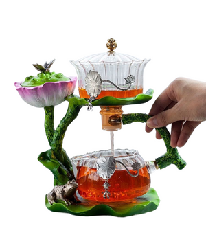 Creative GlassTea Set Automatic Teapot Tea Heat-resistant Kungfu Tea Drinking Lotus Incense Burner Tea Make acacuss