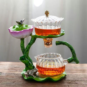 Creative GlassTea Set Automatic Teapot Tea Heat-resistant Kungfu Tea Drinking Lotus Incense Burner Tea Make acacuss