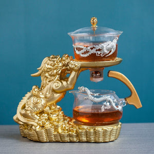 Creative GlassTea Set Automatic Teapot Tea Heat-resistant Kungfu Tea Drinking Tea Make Brave Troops acacuss