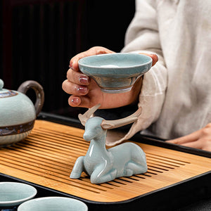 Creative Handmade Starry Sky Drawing Tea Strainer Tea Leaking Holder Ceramic Kung Fu Tea Set Blue Tea Filter Tea Ceremony acacuss