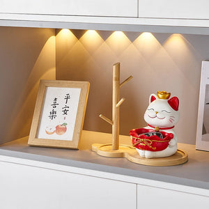 Creative Home Decoration Lucky Cat Storage Boxes Resin Crafts Simple Living Room Table Ornaments Modern Office Deskt Accessories acacuss
