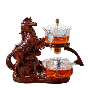 Creative Horse Teapot Full Automatic Glass Teapot Infuser Magnetic Water Diversion Heat-resistant Kungfu Tea Drinking Tea Set acacuss
