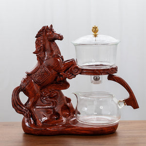 Creative Horse Teapot Full Automatic Glass Teapot Infuser Magnetic Water Diversion Heat-resistant Kungfu Tea Drinking Tea Set acacuss