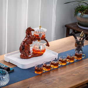 Creative Horse Teapot Full Automatic Glass Teapot Infuser Magnetic Water Diversion Heat-resistant Kungfu Tea Drinking Tea Set acacuss