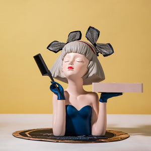 Creative Makeup Organizer Desk Decoration Girls Statue With Tray Resin Cosmetic Storage Container Nordic Living Room Ornament acacuss