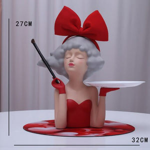 Creative Makeup Organizer Desk Decoration Girls Statue With Tray Resin Cosmetic Storage Container Nordic Living Room Ornament acacuss