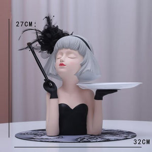 Creative Makeup Organizer Desk Decoration Girls Statue With Tray Resin Cosmetic Storage Container Nordic Living Room Ornament acacuss