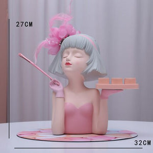 Creative Makeup Organizer Desk Decoration Girls Statue With Tray Resin Cosmetic Storage Container Nordic Living Room Ornament acacuss