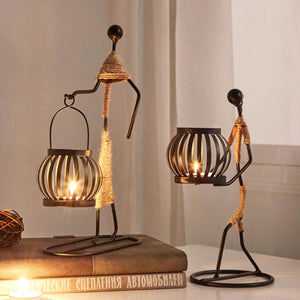 Creative Metal Candle Holder Iron Candlestick Abstract Character Sculpture Holders Music Bar Decorative Ornaments Home Decor acacuss