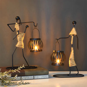 Creative Metal Candle Holder Iron Candlestick Abstract Character Sculpture Holders Music Bar Decorative Ornaments Home Decor acacuss