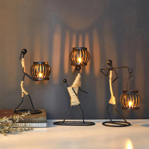 Creative Metal Candle Holder Iron Candlestick Abstract Character Sculpture Holders Music Bar Decorative Ornaments Home Decor acacuss
