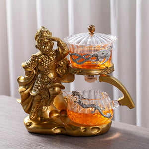 Creative Monkey King Glass Tea Set Automatic Teapot Tea Heat-resistant Kungfu Tea Drinking Tea Make Pu'er Tea Infuser acacuss
