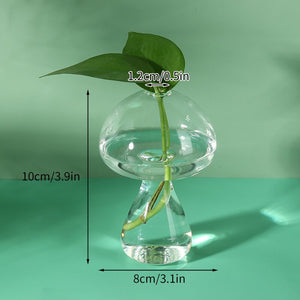 Creative Mushroom Glass Vase Plant Hydroponic Terrarium Art Plant Hydroponic Table Vase Glass Crafts DIY Aromatherapy Bottle acacuss