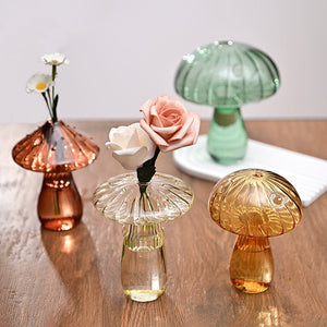 Creative Mushroom Glass Vase Plant Hydroponic Terrarium Art Plant Hydroponic Table Vase Glass Crafts DIY Aromatherapy Bottle acacuss