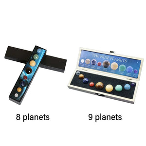 Creative Natural Crystal 8/9 Planet Ball Solar System Round Original Stone Popular Science Ornament Sphere Galaxy Model Gift Box acacuss