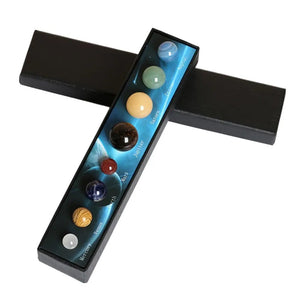 Creative Natural Crystal 8/9 Planet Ball Solar System Round Original Stone Popular Science Ornament Sphere Galaxy Model Gift Box acacuss