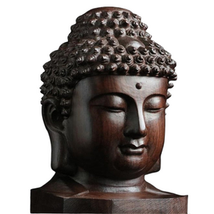 Creative New Buddha Statue Wooden Sakyamuni Tathagata Figurine India Buddha Head Statue Crafts Decorative Ornament acacuss