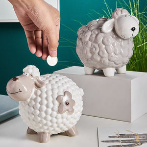 Creative Nordic KawaiiCartoon Little Sheep Piggy Bank Children's Room Desk Savings Box Decoration Coin Storage Animal Ornaments acacuss