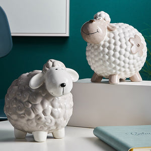 Creative Nordic KawaiiCartoon Little Sheep Piggy Bank Children's Room Desk Savings Box Decoration Coin Storage Animal Ornaments acacuss