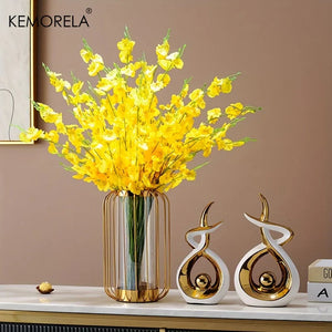 Creative Nordic Vase Metal Bracket Glass Vase Ornaments Living Room Table Home Dried Flower Arrangement Accessories Decoration acacuss