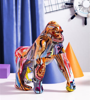 Creative Painted Graffiti Color Gorilla Creative Decor Crafts Home Entrance Wine Cabinet TV Cabinet Gift Christmas Decorations acacuss