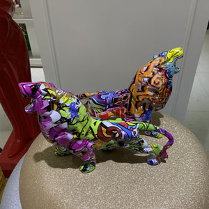 Creative Painted Graffiti lion Simple Living Room Color Decorations Home Entrance Decorations Wine Cabinet Office Resin Crafts acacuss