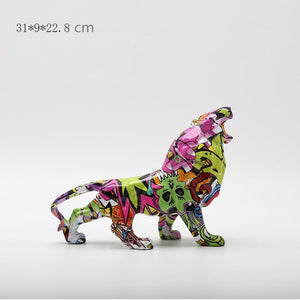 Creative Painted Graffiti lion Simple Living Room Color Decorations Home Entrance Decorations Wine Cabinet Office Resin Crafts acacuss