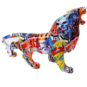 Creative Painted Graffiti lion Simple Living Room Color Decorations Home Entrance Decorations Wine Cabinet Office Resin Crafts acacuss