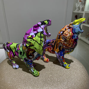 Creative Painted Graffiti lion Simple Living Room Color Decorations Home Entrance Decorations Wine Cabinet Office Resin Crafts acacuss
