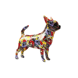 Creative Painted Simple Graffiti Color Chihuahua Dog Statue Decorations Home Entrance Wine Cabinet Office Decor Resin Crafts acacuss