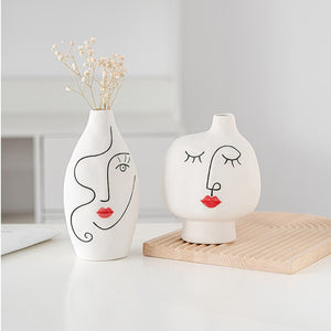Creative Painting Art Vase Home Decoration Crafts Aesthetic Interior Desktop Ornament Ceramic Vases for Flowers Arrangement Gift acacuss