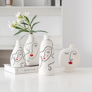 Creative Painting Art Vase Home Decoration Crafts Aesthetic Interior Desktop Ornament Ceramic Vases for Flowers Arrangement Gift acacuss