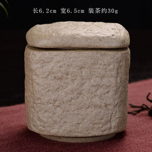 Creative Quartet Ceramic Tea Caddy Retro Chinese Coarse Pottery Tea Storage Imitation Stone Grain Sealed Black Tea Container acacuss
