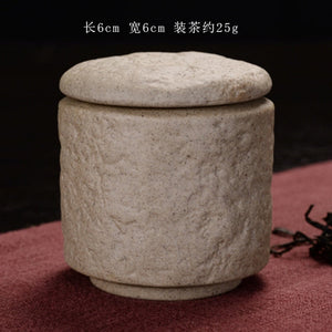Creative Quartet Ceramic Tea Caddy Retro Chinese Coarse Pottery Tea Storage Imitation Stone Grain Sealed Black Tea Container acacuss