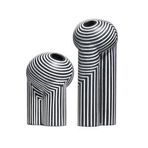 Creative Resin Crafts Black and White Stripes Art Vase Table Decoration Living Room Decoration Abstract Flower Home Decorations acacuss