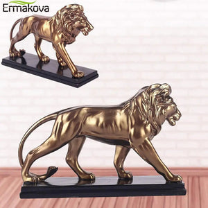 Creative Resin Male Lion Statue Decoration Figurines Study Room Ornament Sculpture Animals Crafts Home Jewelry Decor Gift acacuss
