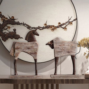 Creative Resin Ornaments The Horse Horse Simulated Animal Sculpture Wood Grain Road Handmade Arts Crafts Decorative Figurines acacuss