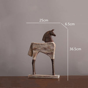 Creative Resin Ornaments The Horse Horse Simulated Animal Sculpture Wood Grain Road Handmade Arts Crafts Decorative Figurines acacuss