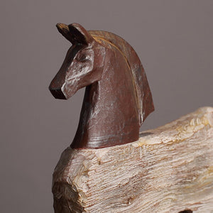 Creative Resin Ornaments The Horse Horse Simulated Animal Sculpture Wood Grain Road Handmade Arts Crafts Decorative Figurines acacuss