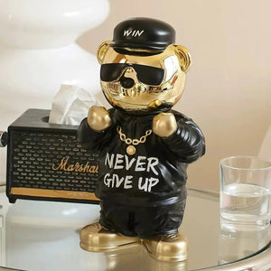 Creative Rich Golden Bear Statue Never Give Up Spirit Sculpture For Home Decoration Electroplating Animal Crafts Birthday Gifts acacuss