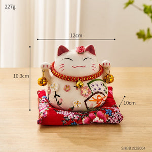 Creative Room Ceramic Maneki Neko Piggy Bank Japanese Lucky Cat Feng Shui Home Fortune Money Box Living Room Decoration Gifts acacuss
