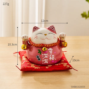 Creative Room Ceramic Maneki Neko Piggy Bank Japanese Lucky Cat Feng Shui Home Fortune Money Box Living Room Decoration Gifts acacuss