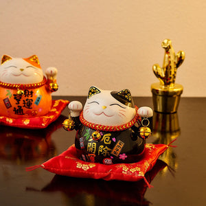 Creative Room Ceramic Maneki Neko Piggy Bank Japanese Lucky Cat Feng Shui Home Fortune Money Box Living Room Decoration Gifts acacuss