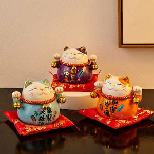 Creative Room Ceramic Maneki Neko Piggy Bank Japanese Lucky Cat Feng Shui Home Fortune Money Box Living Room Decoration Gifts acacuss