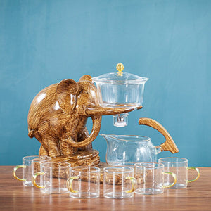 Creative Tea Set Elephant Shape Automatic Tea Set Pu'er Oolong Teapot And Cup Set Heat-resistant Glass Teapot With Base acacuss