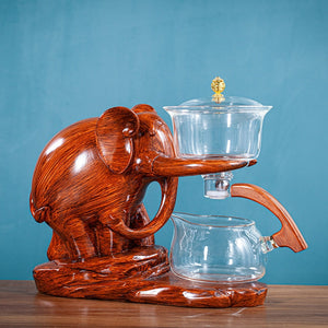 Creative Tea Set Elephant Shape Automatic Tea Set Pu'er Oolong Teapot And Cup Set Heat-resistant Glass Teapot With Base acacuss