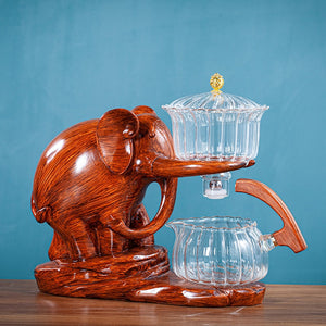 Creative Tea Set Elephant Shape Automatic Tea Set Pu'er Oolong Teapot And Cup Set Heat-resistant Glass Teapot With Base acacuss